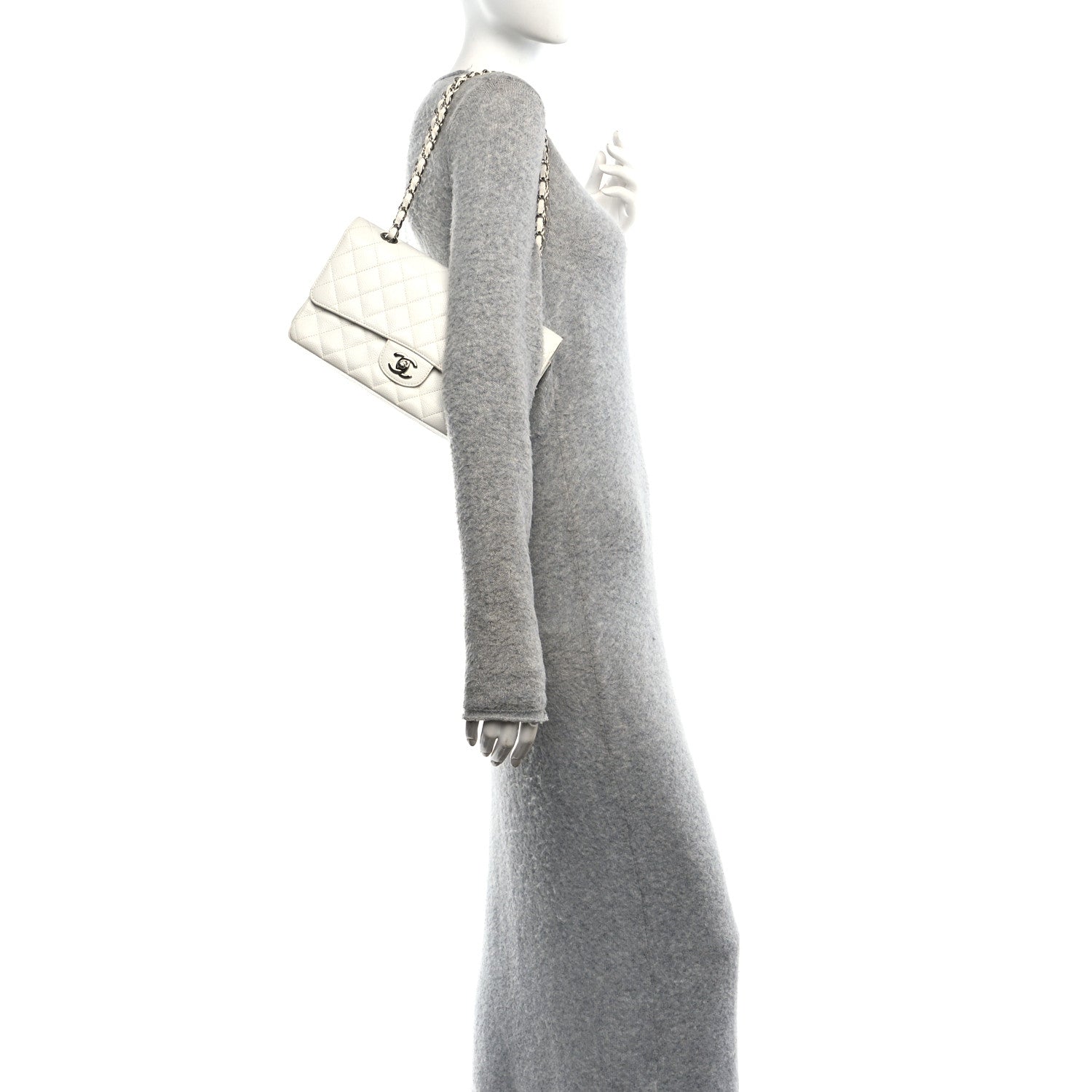 Chanel Caviar Quilted Medium Double Flap Ivory 2 of 10