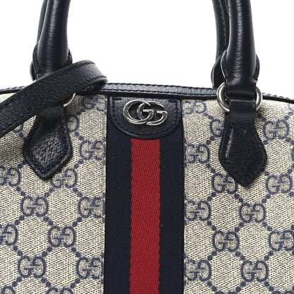 Gucci GG Supreme Monogram Textured Dollar Calfskin Web Mini Ophidia Top Handle Bag Beige Blue 8 of 11