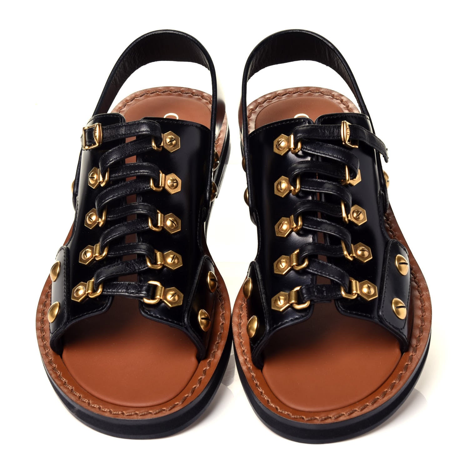 Christian Dior Calfskin D-Trap Flat Sandals 35.5 Black 6 of 12