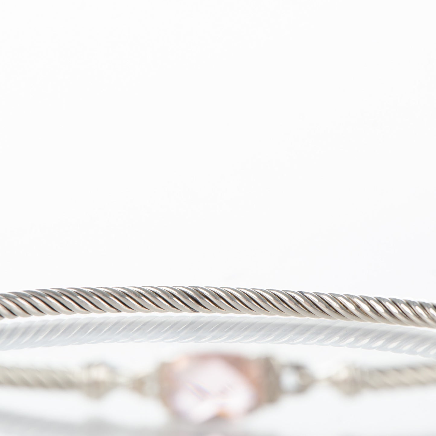 Sterling Silver Diamond Morganite 3mm Petite Wheaton Bracelet