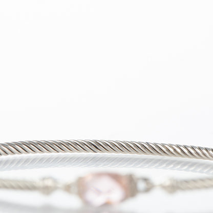 David Yurman Sterling Silver Diamond Morganite 3mm Petite Wheaton Bracelet 3 of 4
