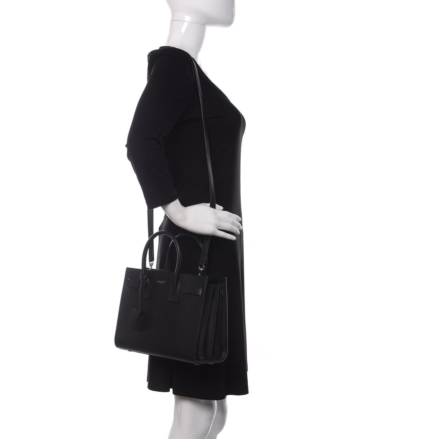 Grained Calfskin Baby Sac De Jour Black