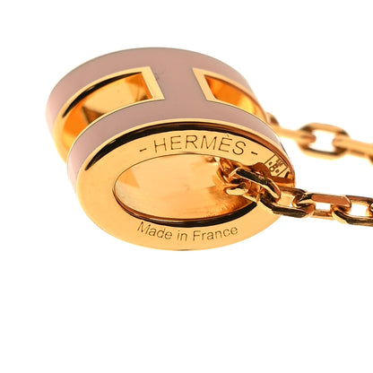 Hermes Lacquered Gold Mini Pop H Pendant Necklace Rose Dragee 5 of 6