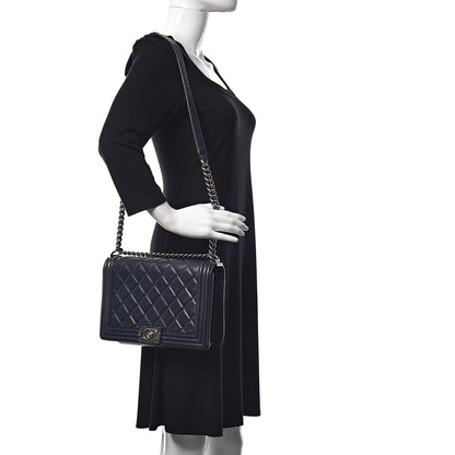Chanel Lambskin Quilted New Medium Boy Flap Navy 2 of 15