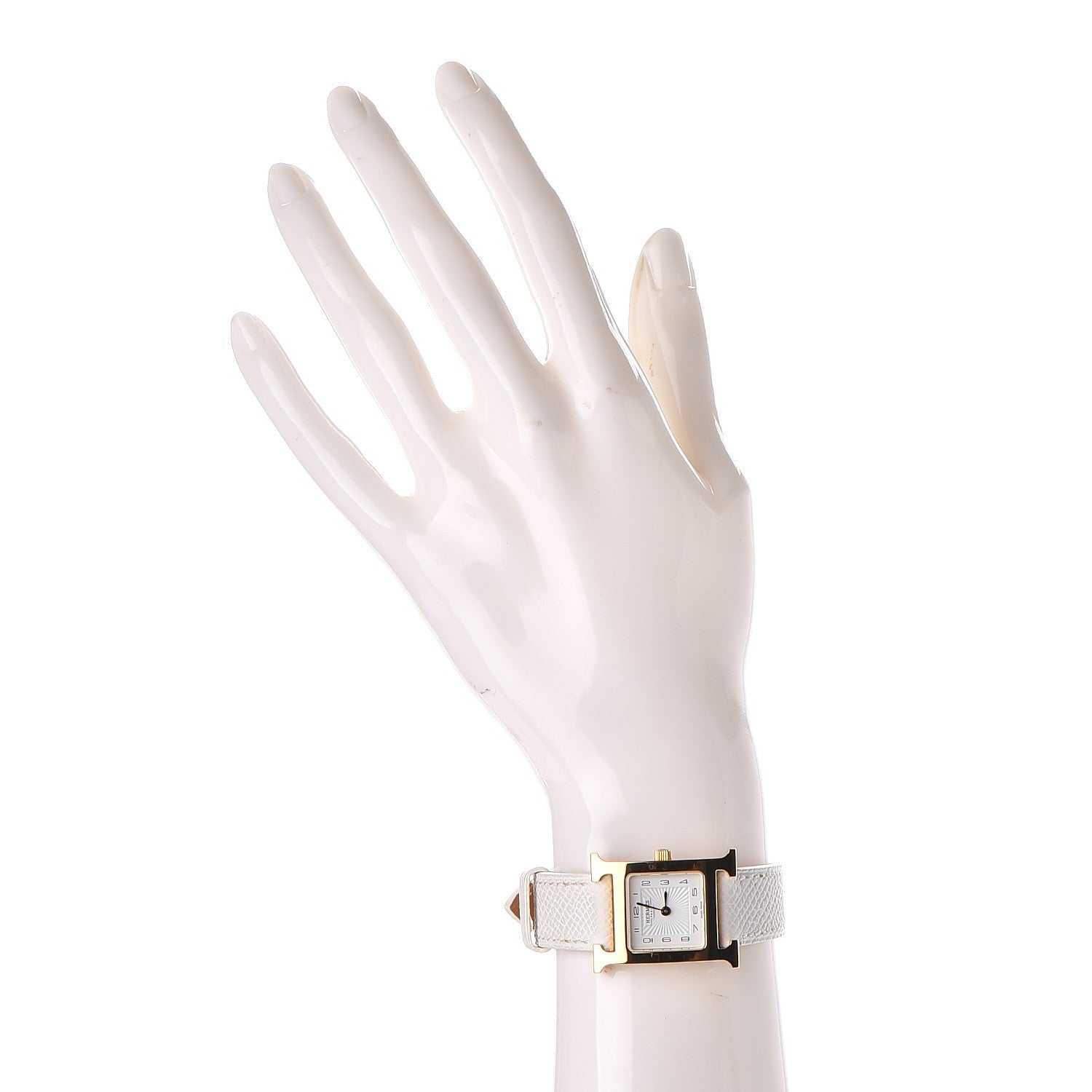 Hermes Stainless Steel Epsom 21mm Heure H Hour Quartz Watch Blanc 2 of 6
