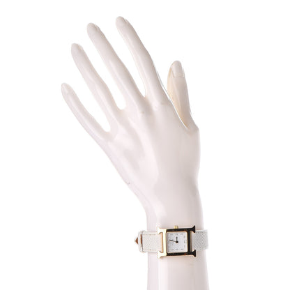 Hermes Stainless Steel Epsom 21mm Heure H Hour Quartz Watch Blanc 2 of 6