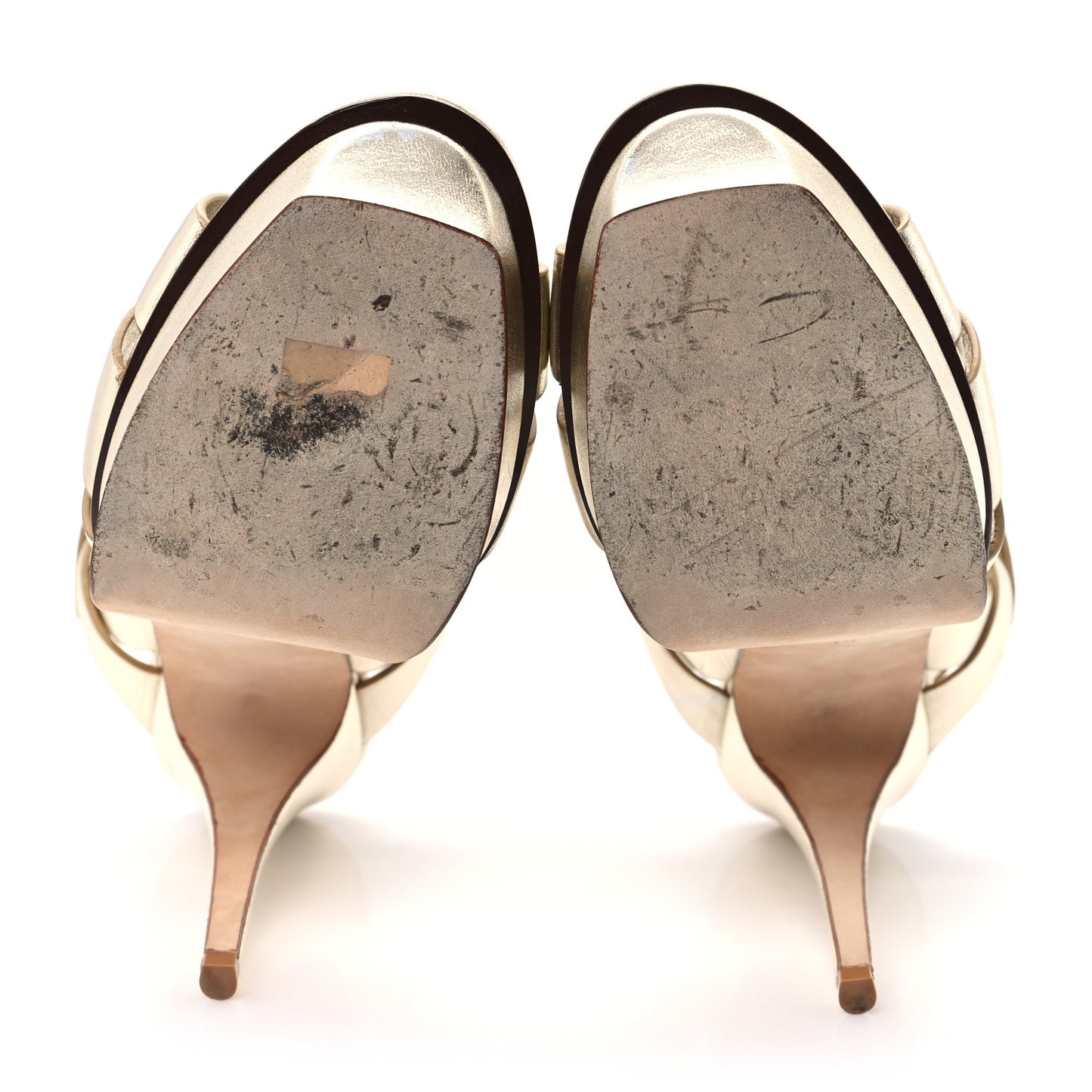 Metallic Calfskin Tribute 105 Platform Sandals 40 Gold