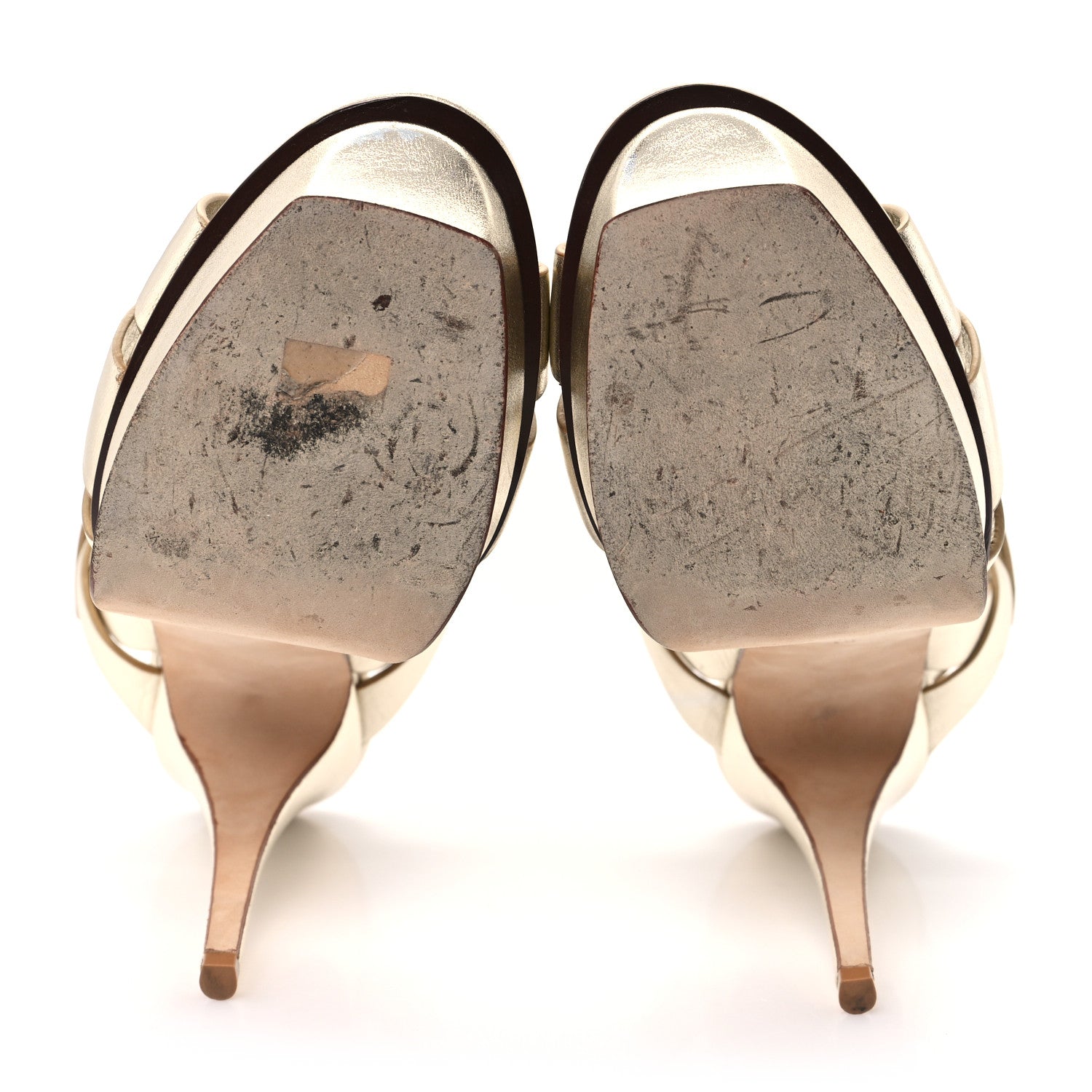 Saint Laurent Metallic Calfskin Tribute 105 Platform Sandals 40 Gold 6 of 12