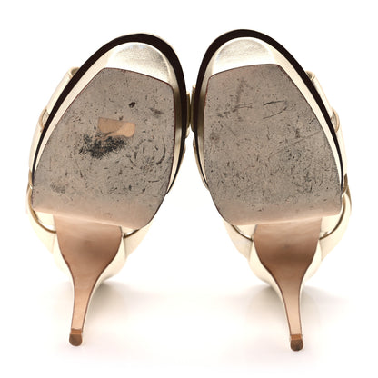 Saint Laurent Metallic Calfskin Tribute 105 Platform Sandals 40 Gold 6 of 12