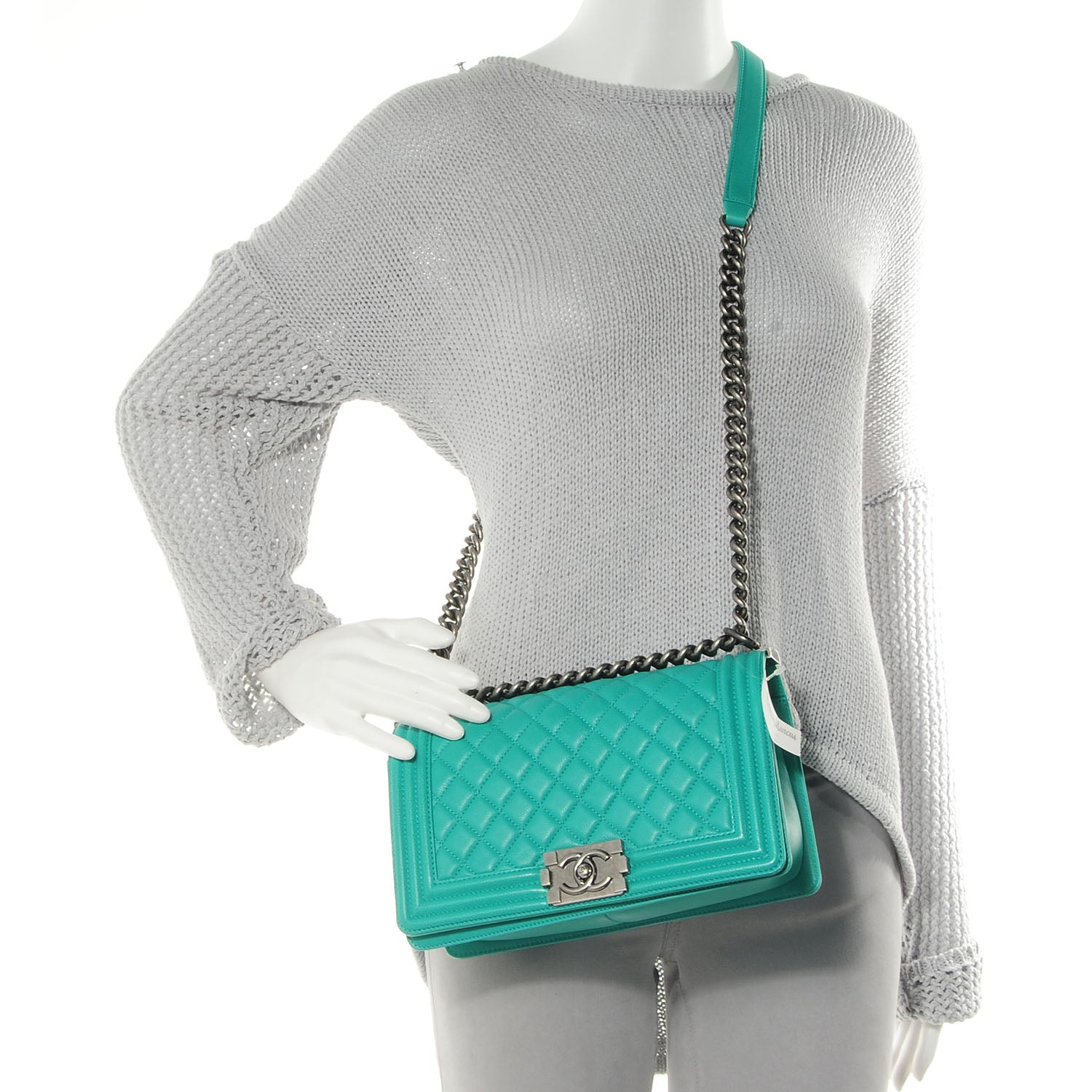 Chanel Lambskin Quilted Medium Boy Flap Menthe 2 of 9