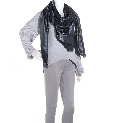Louis Vuitton Silk Lurex Wool Monogram Shine Shawl Black 2 of 5