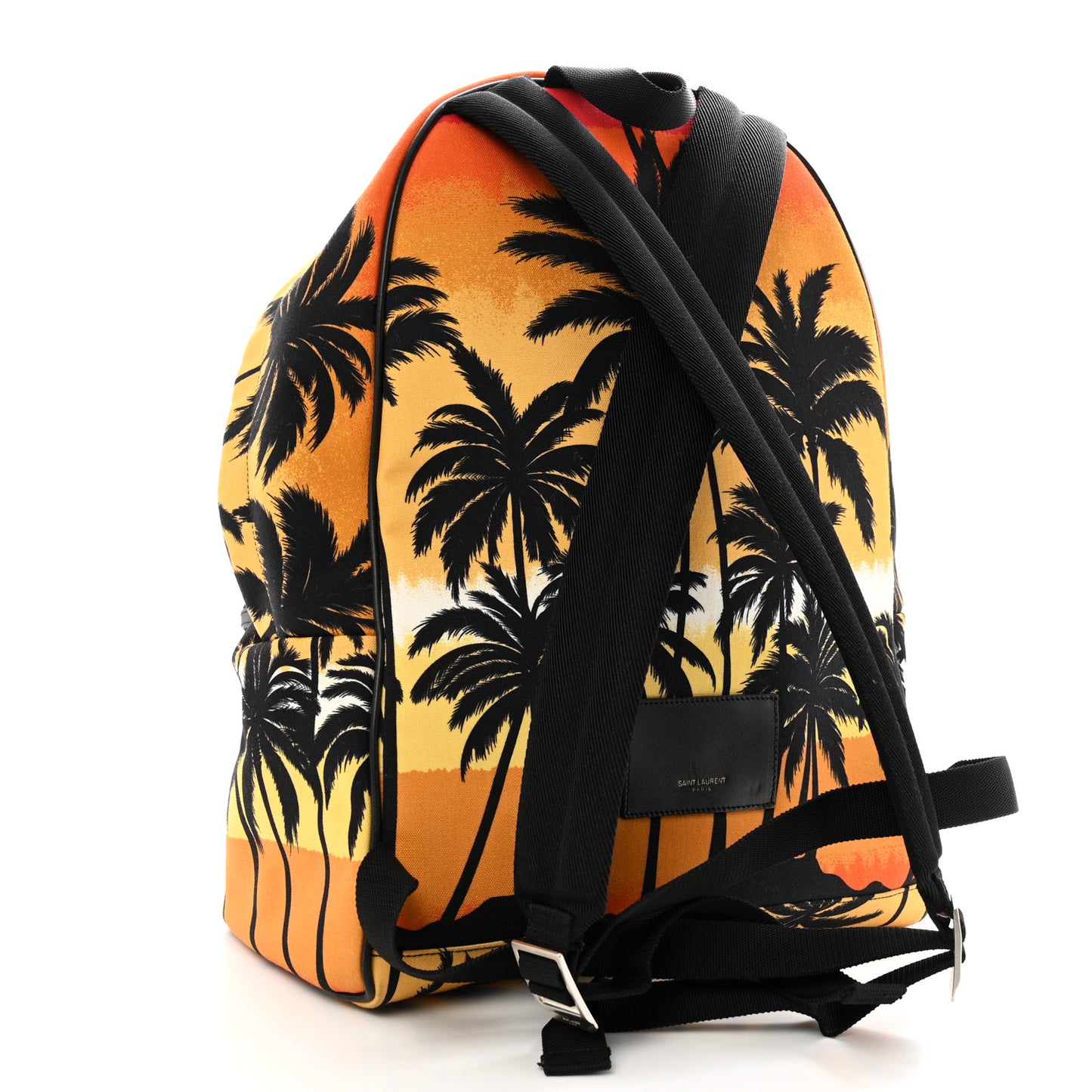 Nylon Palm Tree Sunset Print Hunting Backpack Red Yellow Black