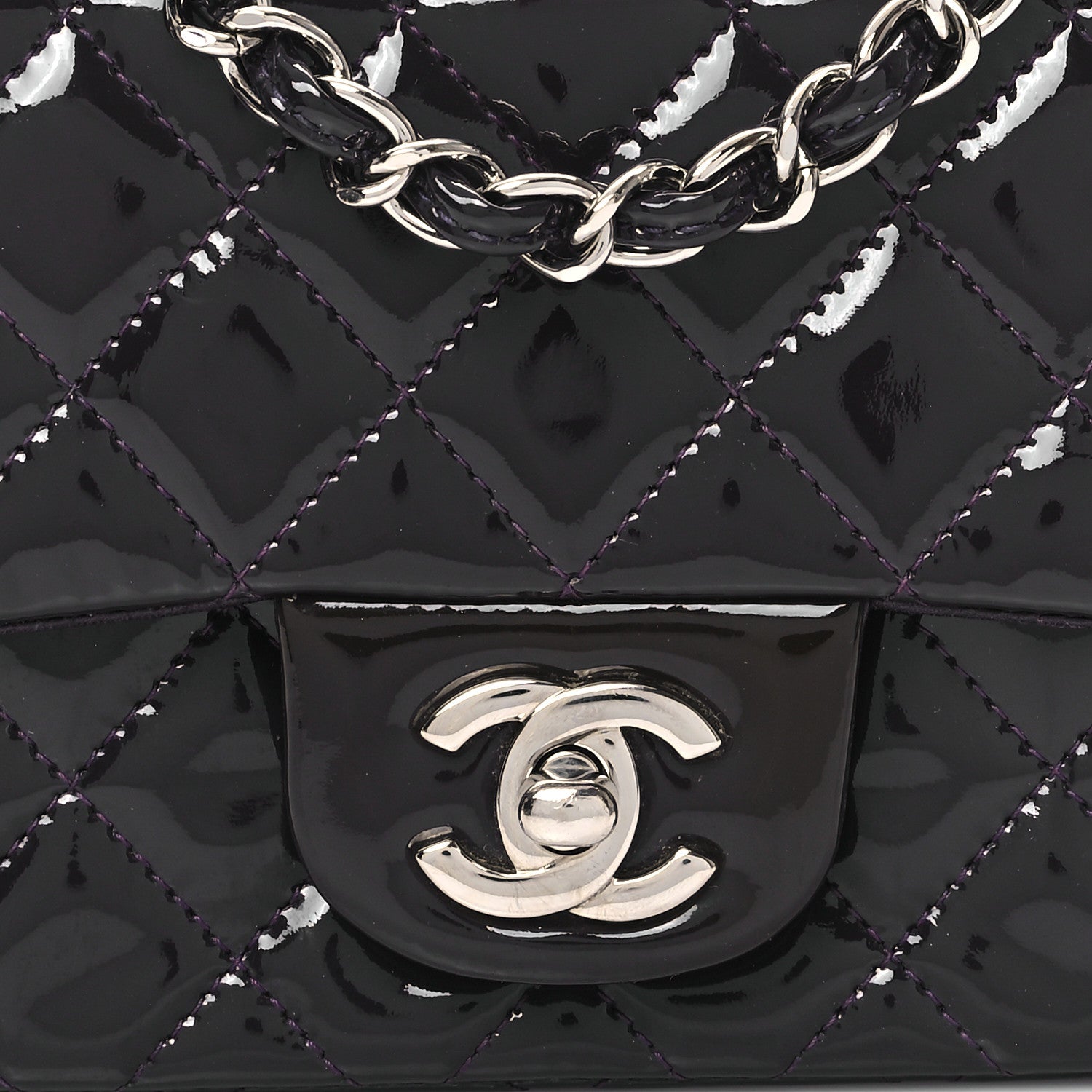 Chanel Patent Quilted Mini Square Flap Purple 7 of 10