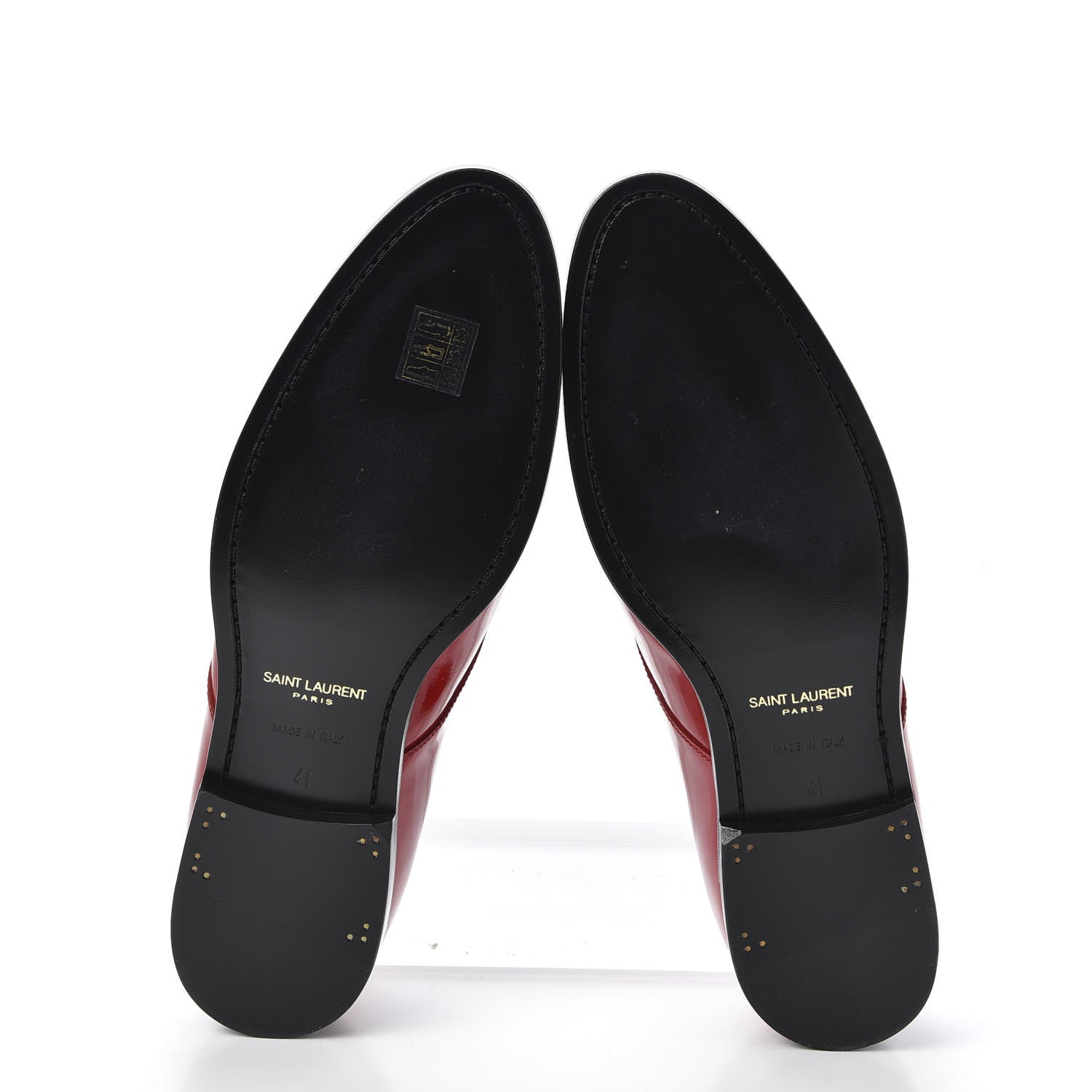 Saint Laurent Patent Calfskin Mens Smoking 15 Derby Lace Up Shoes 41 Red 5 of 10
