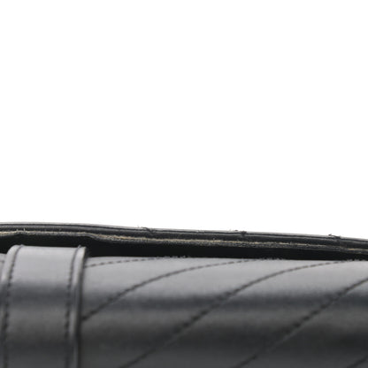 Saint Laurent Calfskin Matelasse Chevron Medium Monogram Satchel Black 12 of 16
