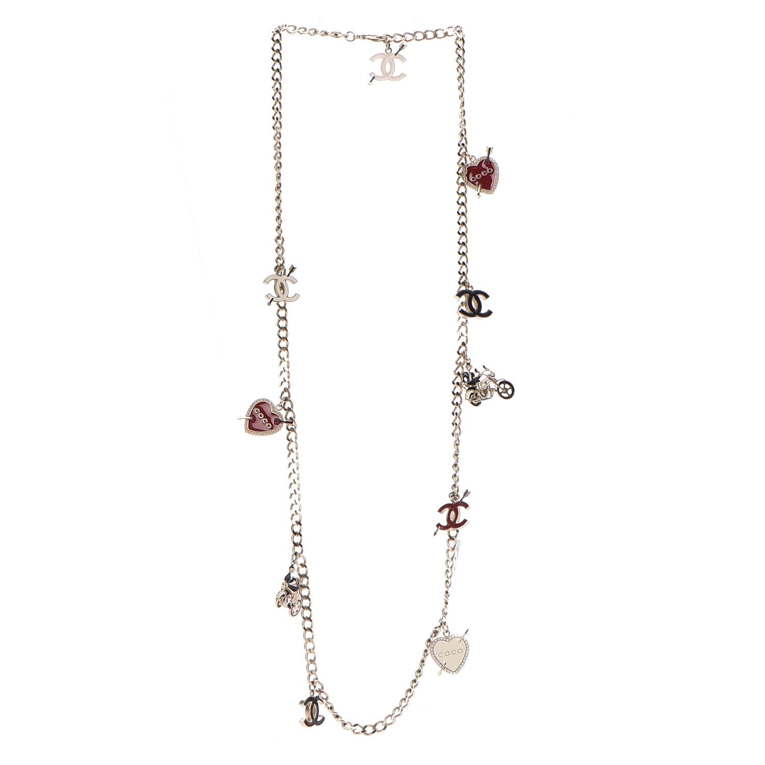 Chanel Enamel Charm CC Long Necklace Gold 3 of 7