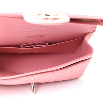 Chanel Caviar Chevron Quilted Small Double Flap Pink 5 of 12