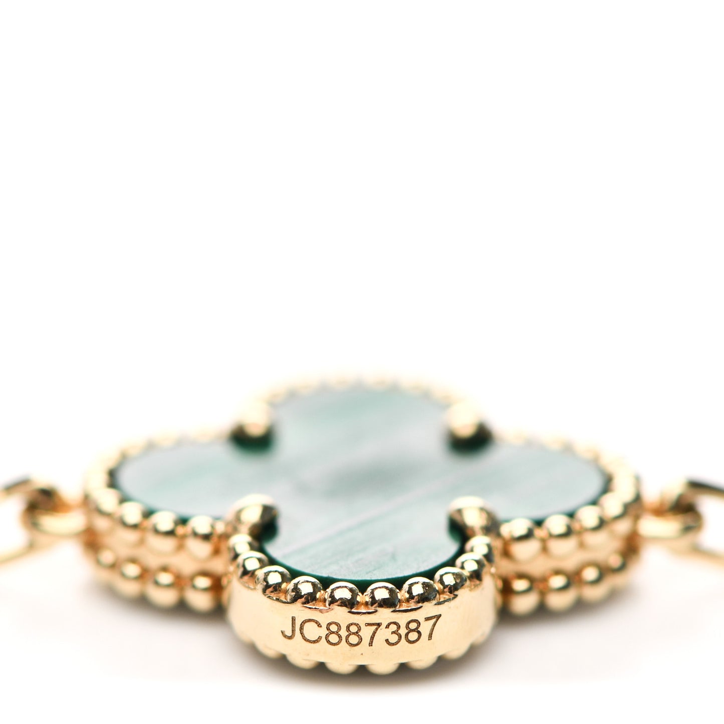 18K Yellow Gold Malachite 5 Motifs Vintage Alhambra Bracelet
