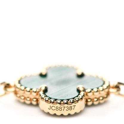 Van Cleef & Arpels 18K Yellow Gold Malachite 5 Motifs Vintage Alhambra Bracelet 5 of 6