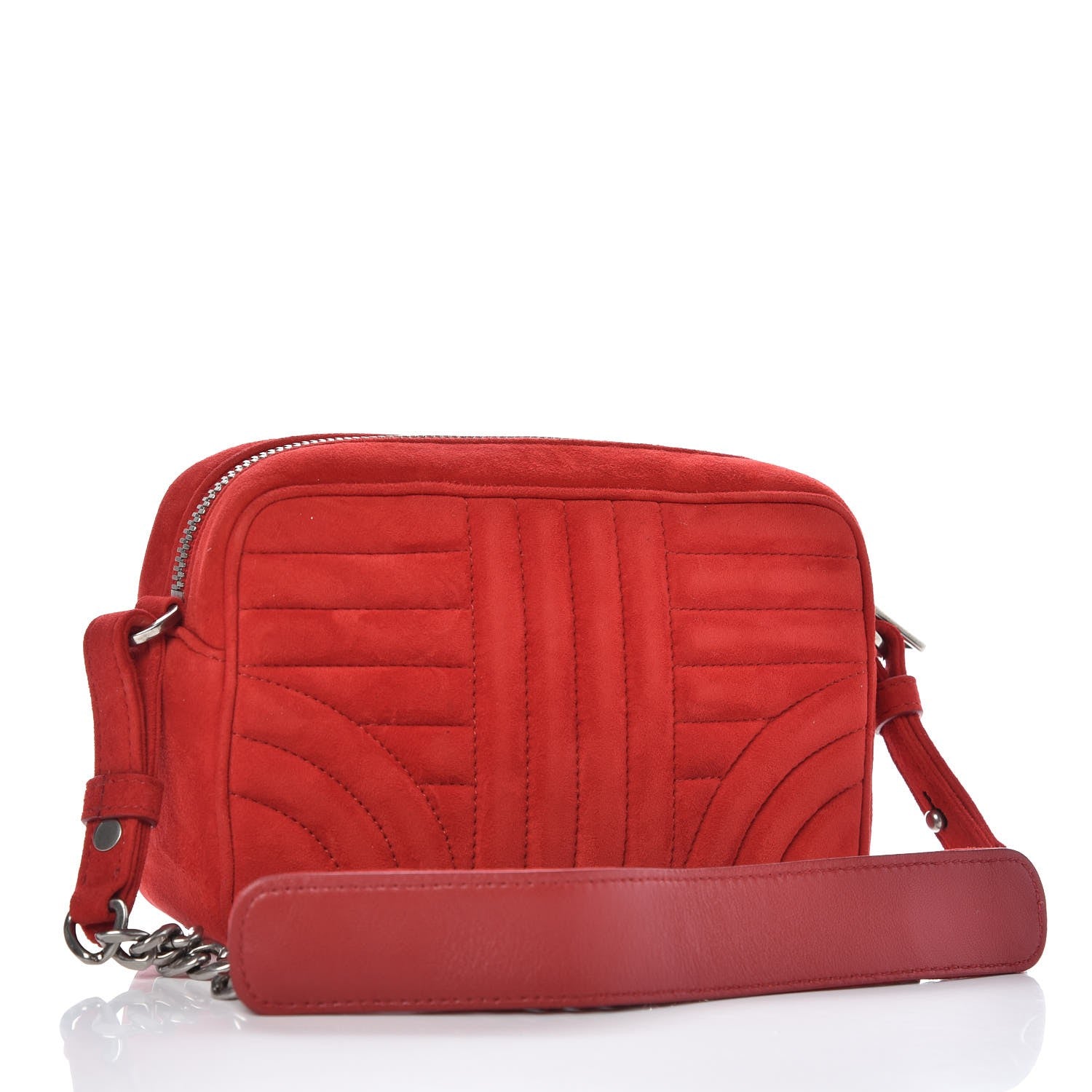 Prada Suede Diagramme Crossbody Rosso 3 of 8