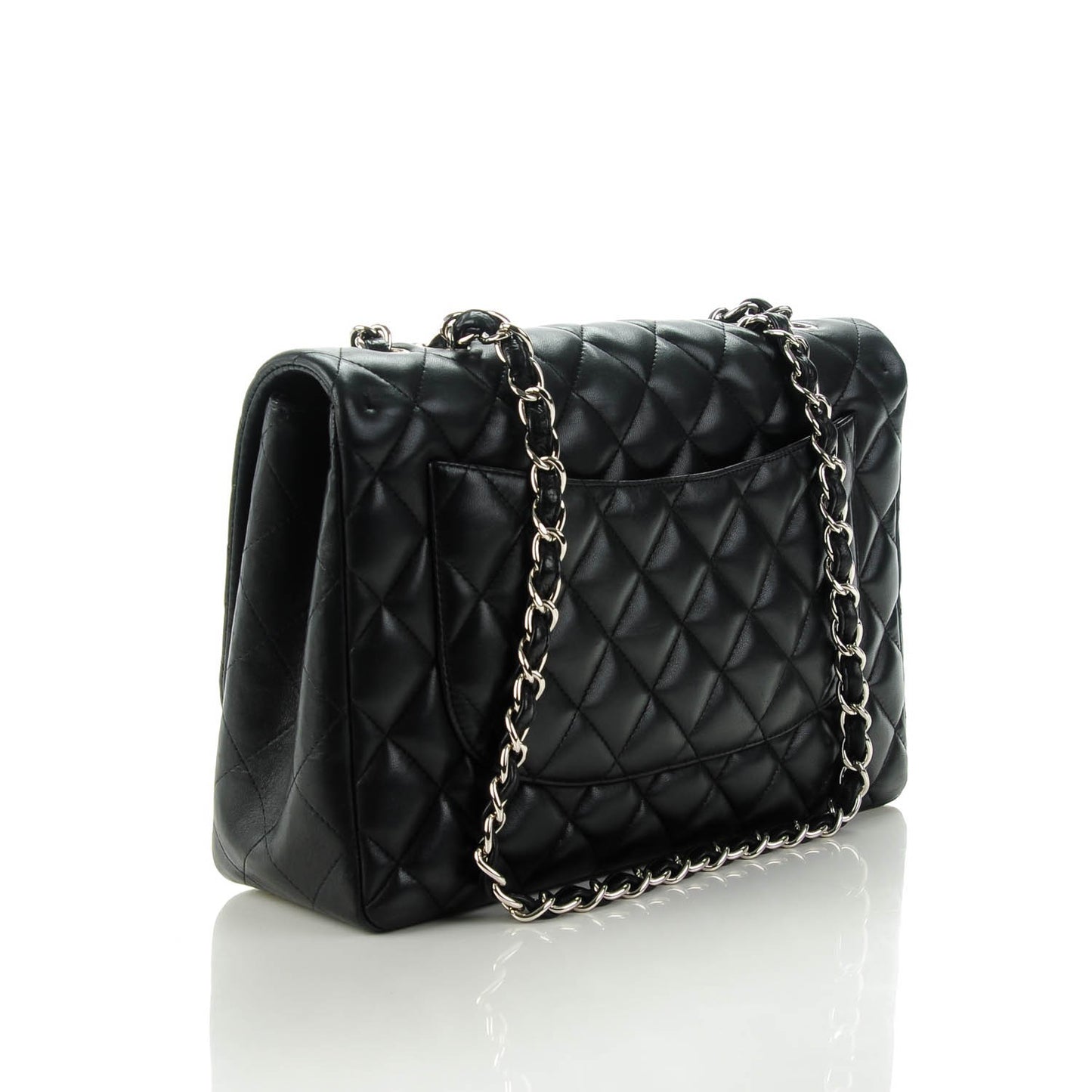 Lambskin Quilted Jumbo Single Flap Black