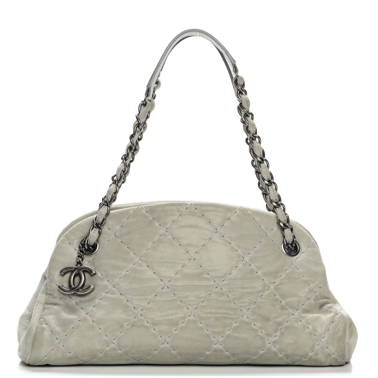 Chanel Iridescent Calfskin Medium Just Mademoiselle Bowler Grey 1 of 10