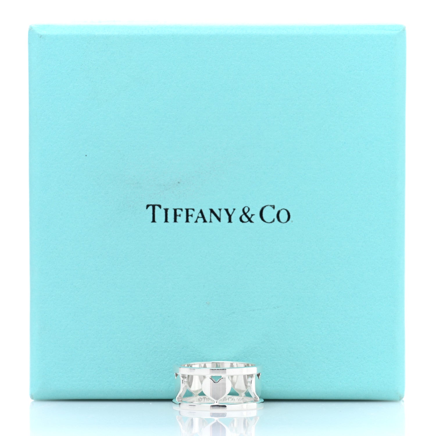 Tiffany Sterling Silver Heart Stencil Band Ring 47 4 5 of 5