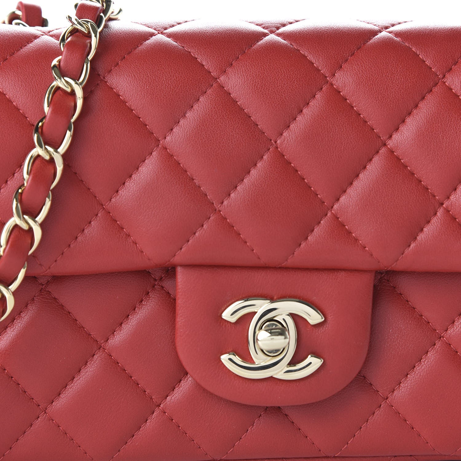 Chanel Lambskin Quilted Mini Rectangular Flap Red 10 of 11