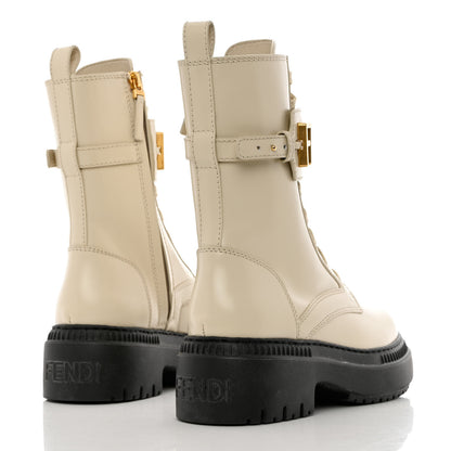 Fendi Vitello Abrasivato Fendigraphy 50mm Biker Boots 36 White 4 of 9