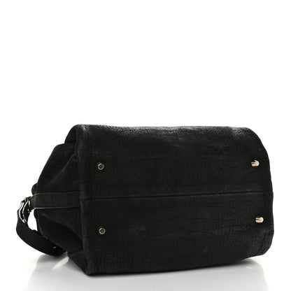 Lanvin Crocodile Stamped Calfskin Trilogy Bowling Bag Black 4 of 12