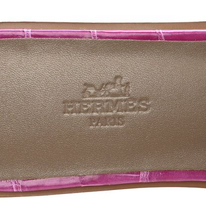 Hermes Shiny Alligator Oran Sandals 38 Rose Sheherazade 8 of 9