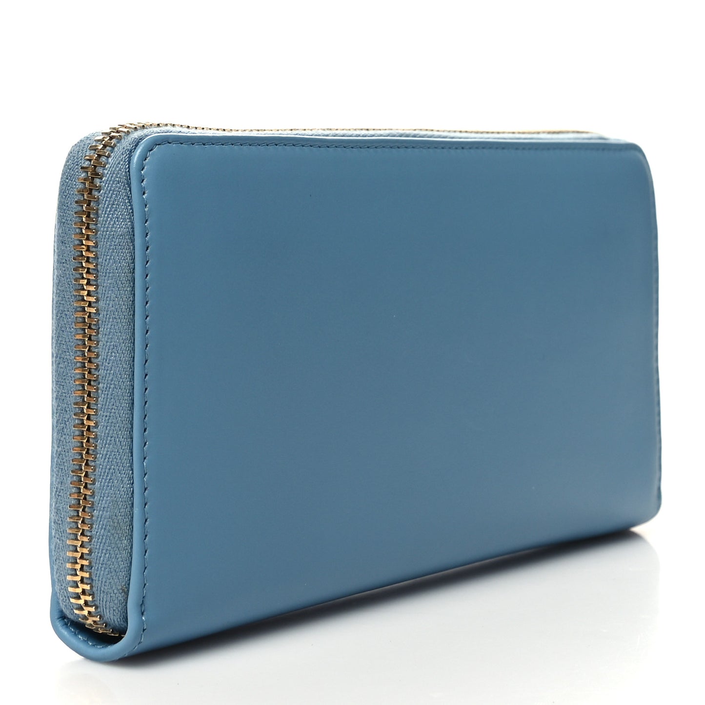 Calfskin Belle De Jour Zip Around Wallet Blue