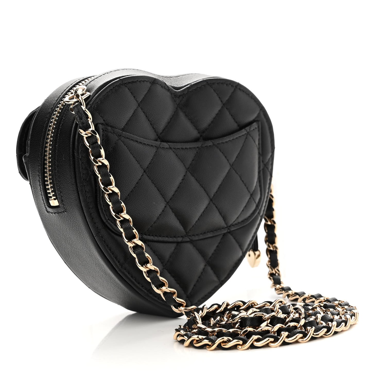 Lambskin Quilted CC In Love Heart Clutch With Chain Black
