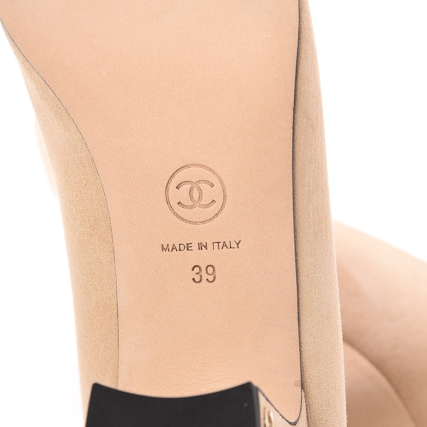 Suede Satin Cap Toe Low Heel Pumps 39 Beige Black