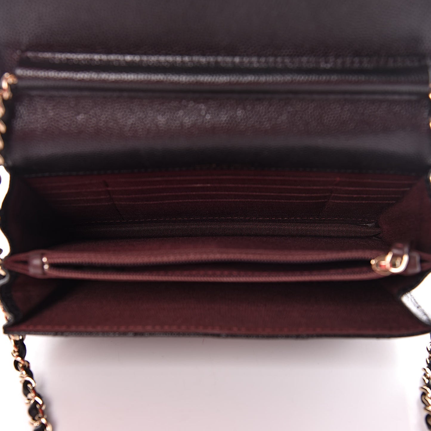 Caviar Quilted Square Wallet On Chain WOC Black