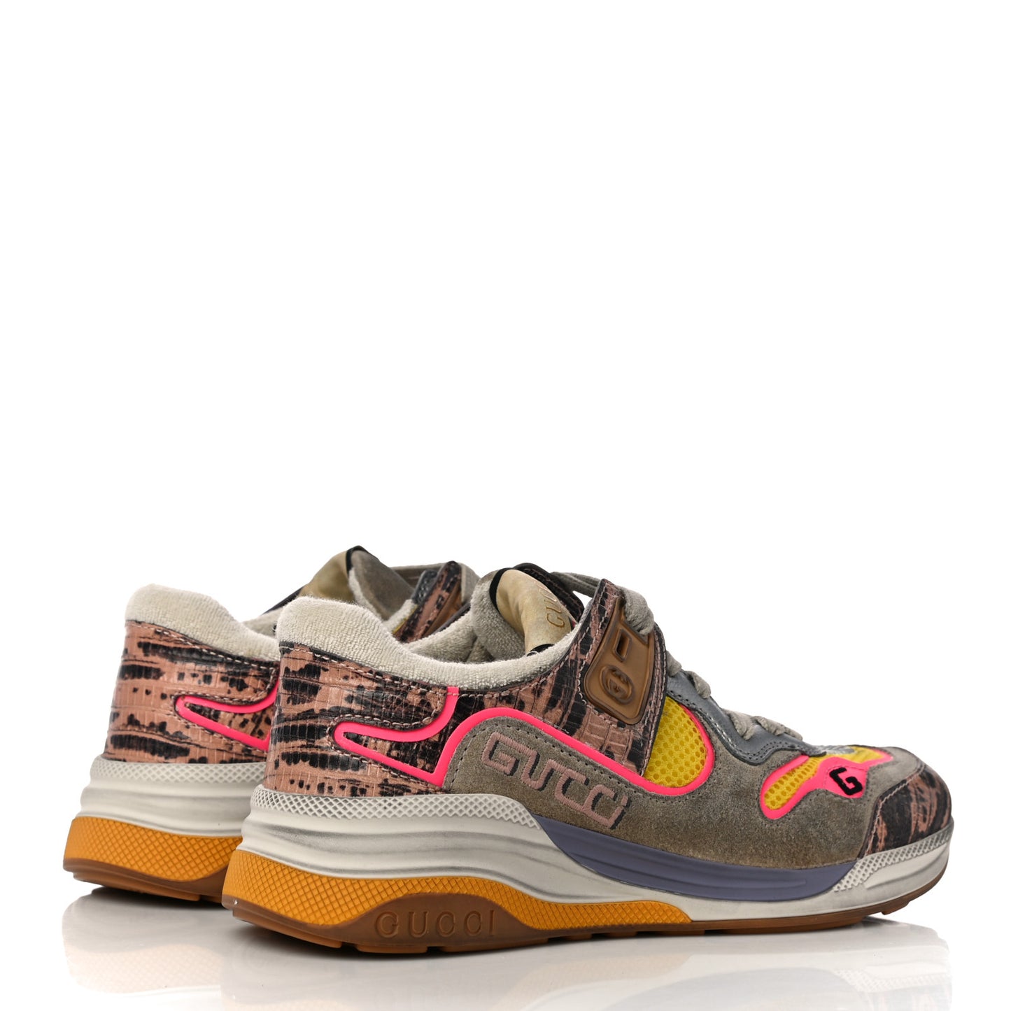 Suede Calfskin Tejus Printed Womens Ultrapace Sneakers 35 Pink Silver Oatmeal Yolk