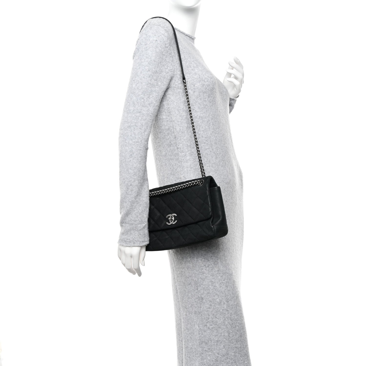 Chanel Iridescent Caviar Quilted Medium Lady Pearly Flap Black 2 of 12
