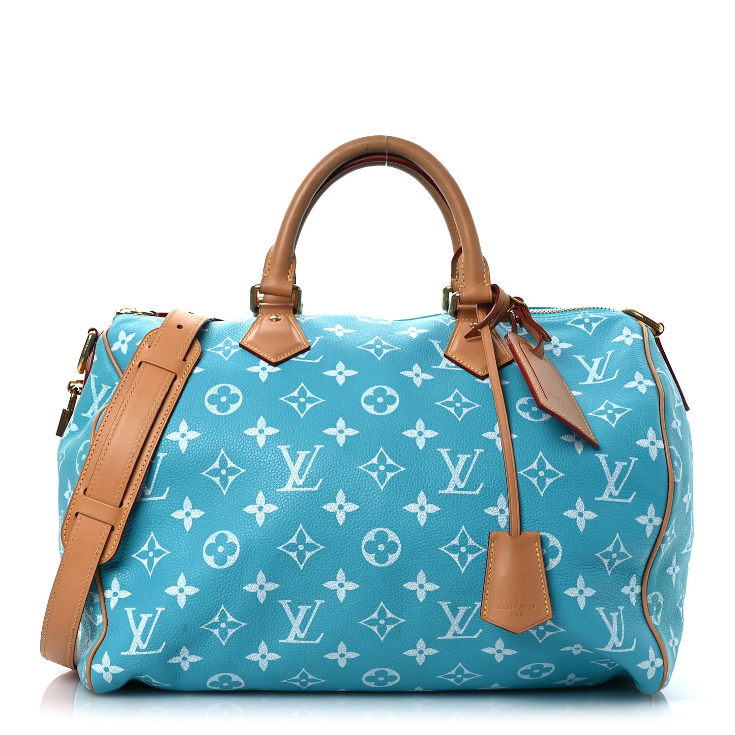 Calfskin Monogram Speedy P9 Bandouliere 40 Turquoise