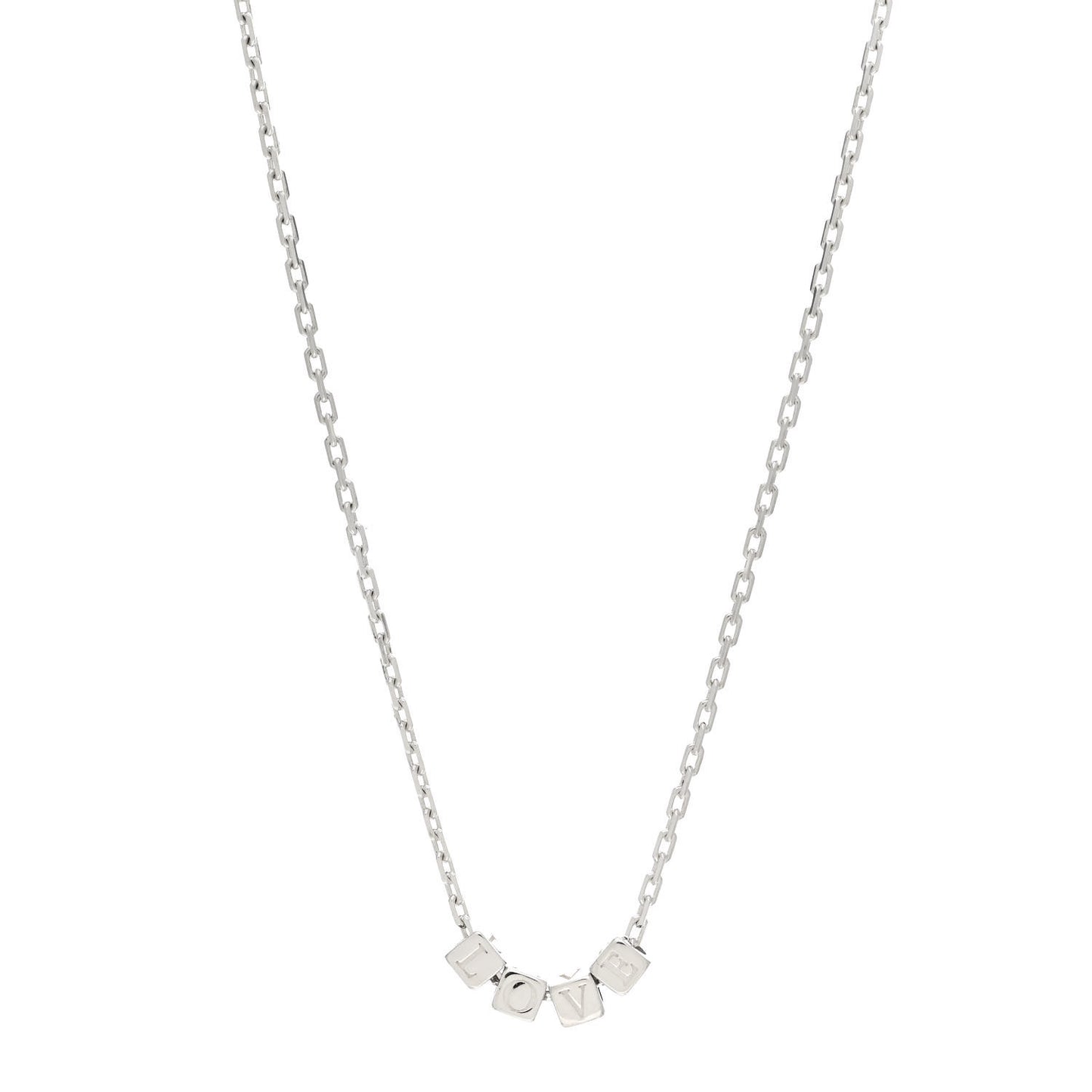Sterling Silver Love Block Pendant Necklace