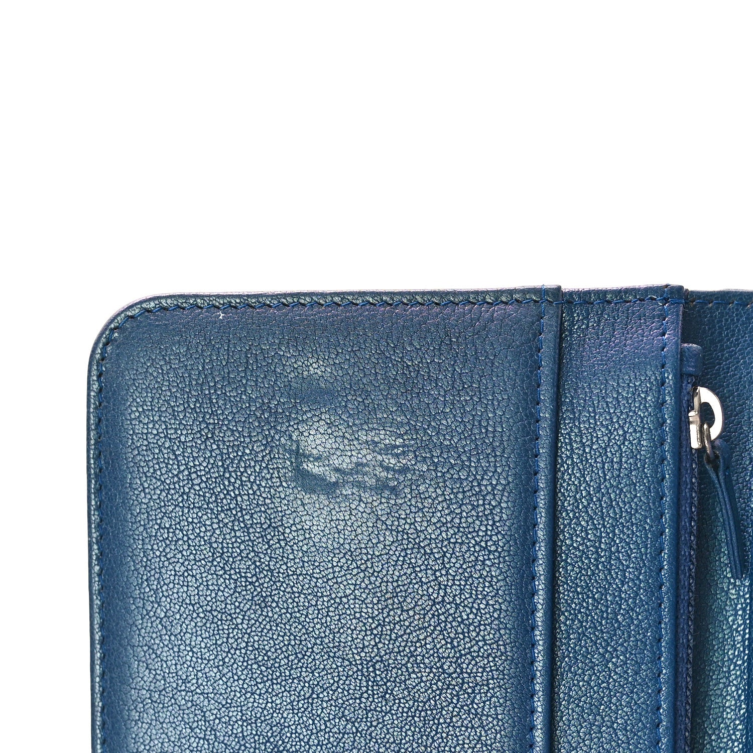 Chanel Iridescent Goatskin Quilted Boy Wallet On Chain WOC Blue 8 of 10