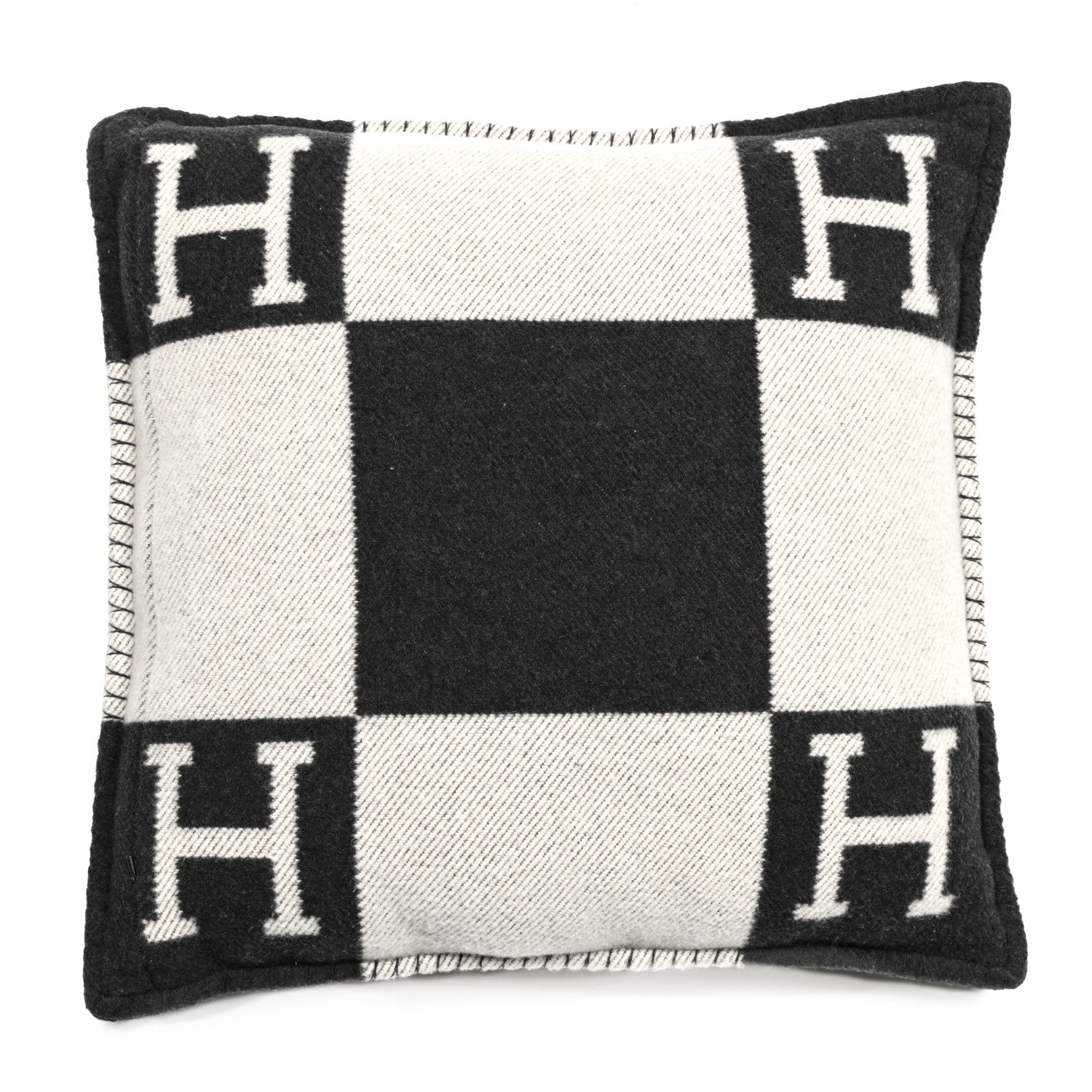 Hermes Wool Cashmere Avalon Pillow PM Ecru Gris Fonce 2 of 3