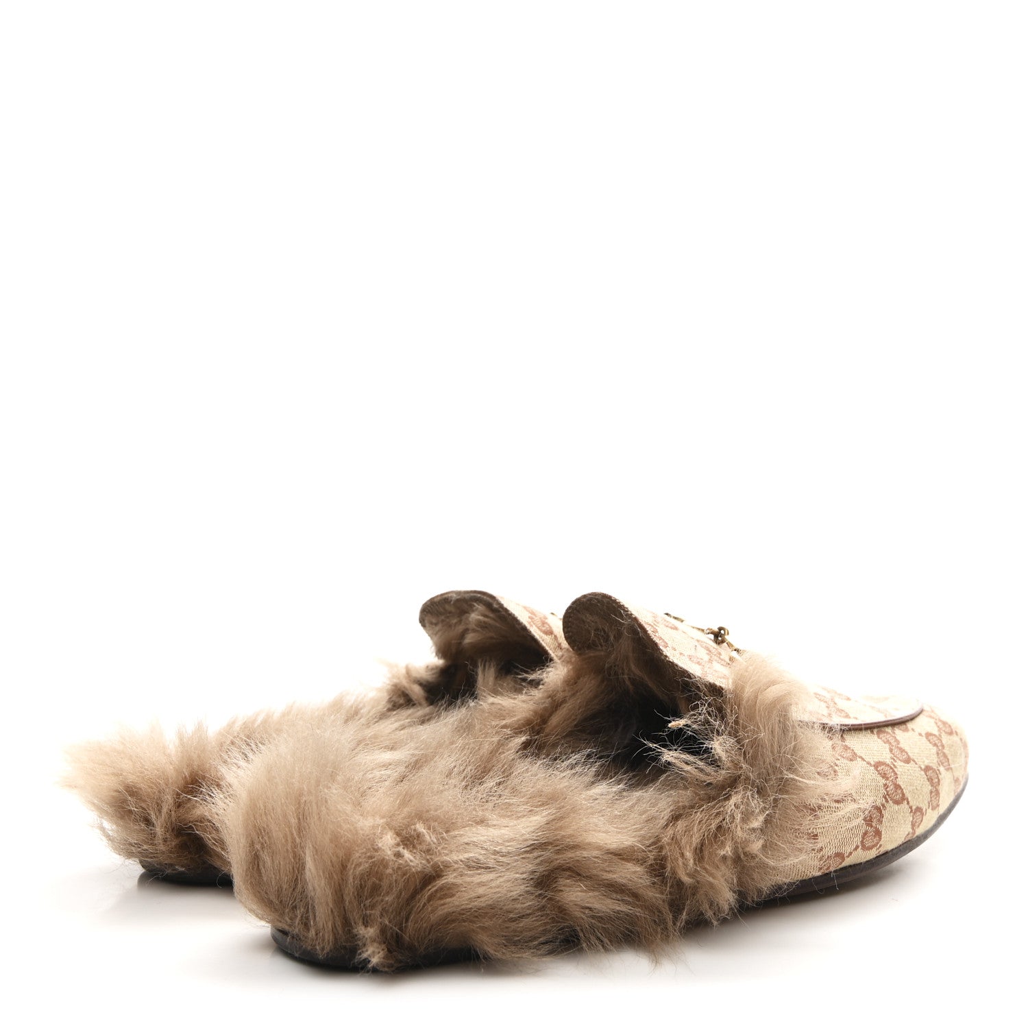 Gucci GG Monogram Fur Mens Princetown Slippers 9 Beige Ruggine Rust 5 of 10