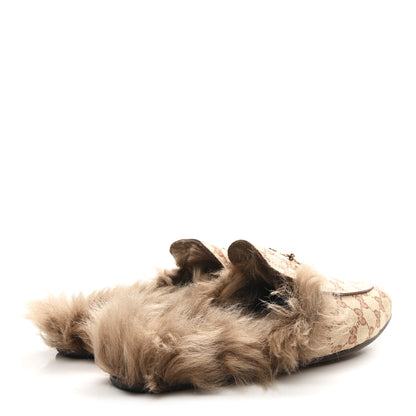 Gucci GG Monogram Fur Mens Princetown Slippers 9 Beige Ruggine Rust 5 of 10