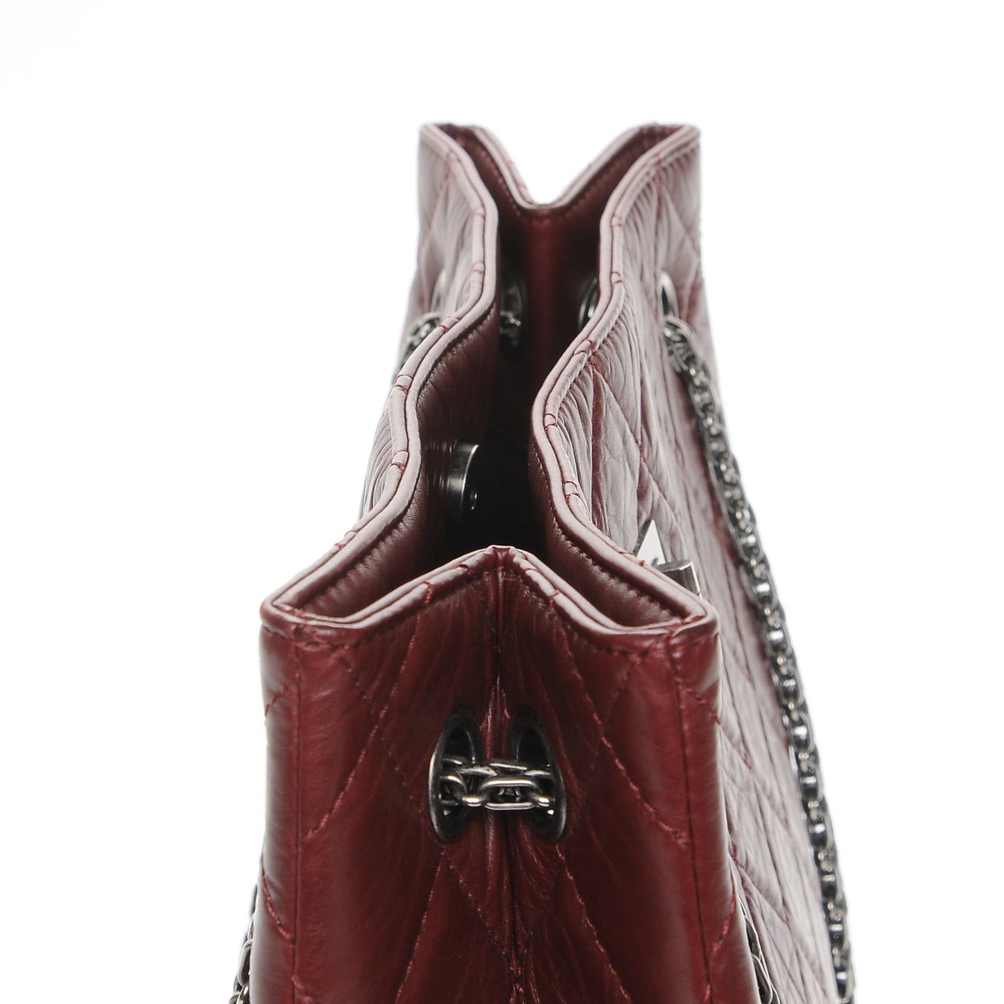 Aged Calfskin Quilted Reissue 2.55 Tote Bordeaux