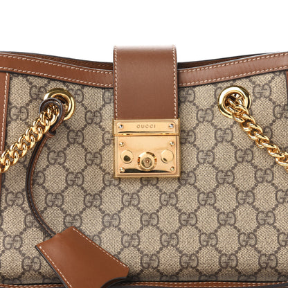 Gucci GG Supreme Monogram Calfskin Small Padlock Tote Beige Ebony Tuscany 10 of 10