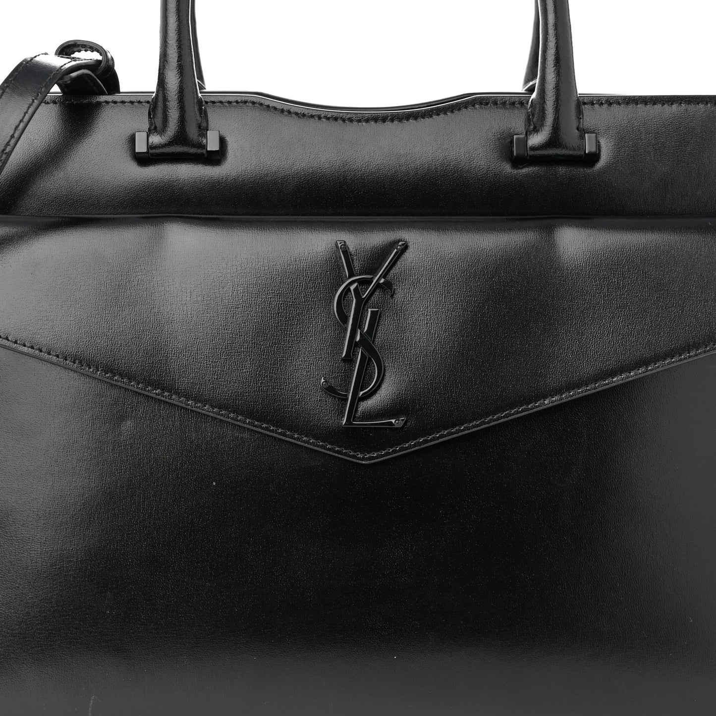 Shiny Calfskin Medium Uptown Tote Black