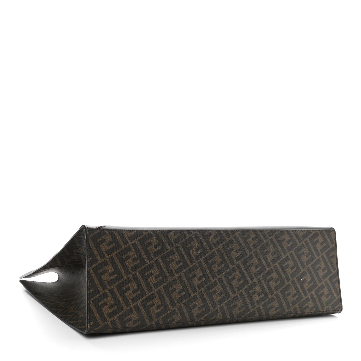 Glazed Fabric Vitello Liberty FF 1974 Diagonal East West Shopper Tote Tobacco Moresco Black
