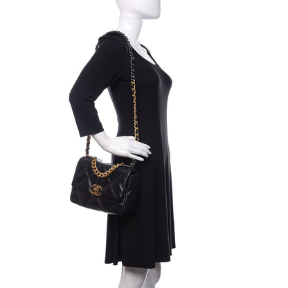 Chanel Goatskin Quilted Medium 19 Flap Black 2 of 11