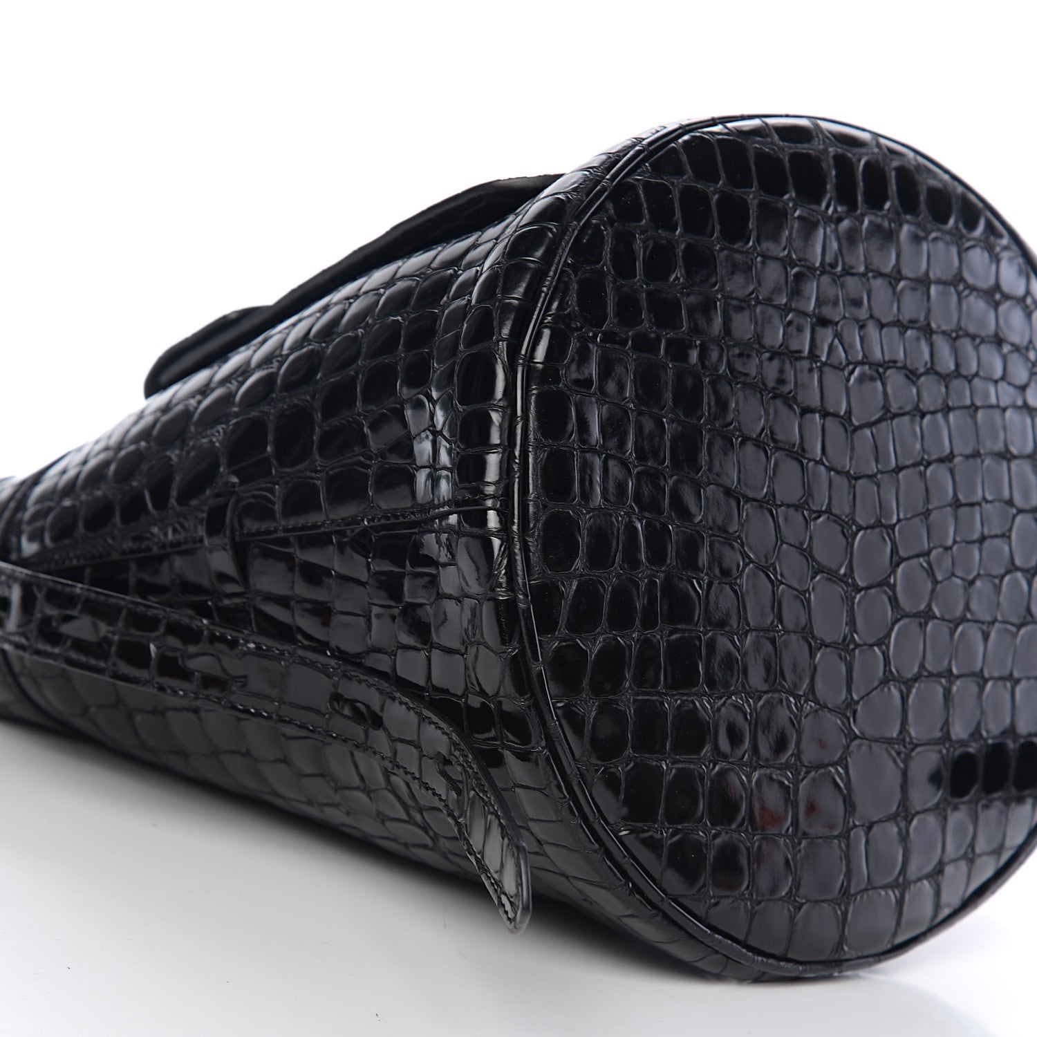 Tom Ford Calfskin Crocodile Embossed Bucket Bag Black 7 of 8