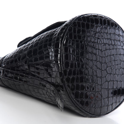 Tom Ford Calfskin Crocodile Embossed Bucket Bag Black 7 of 8